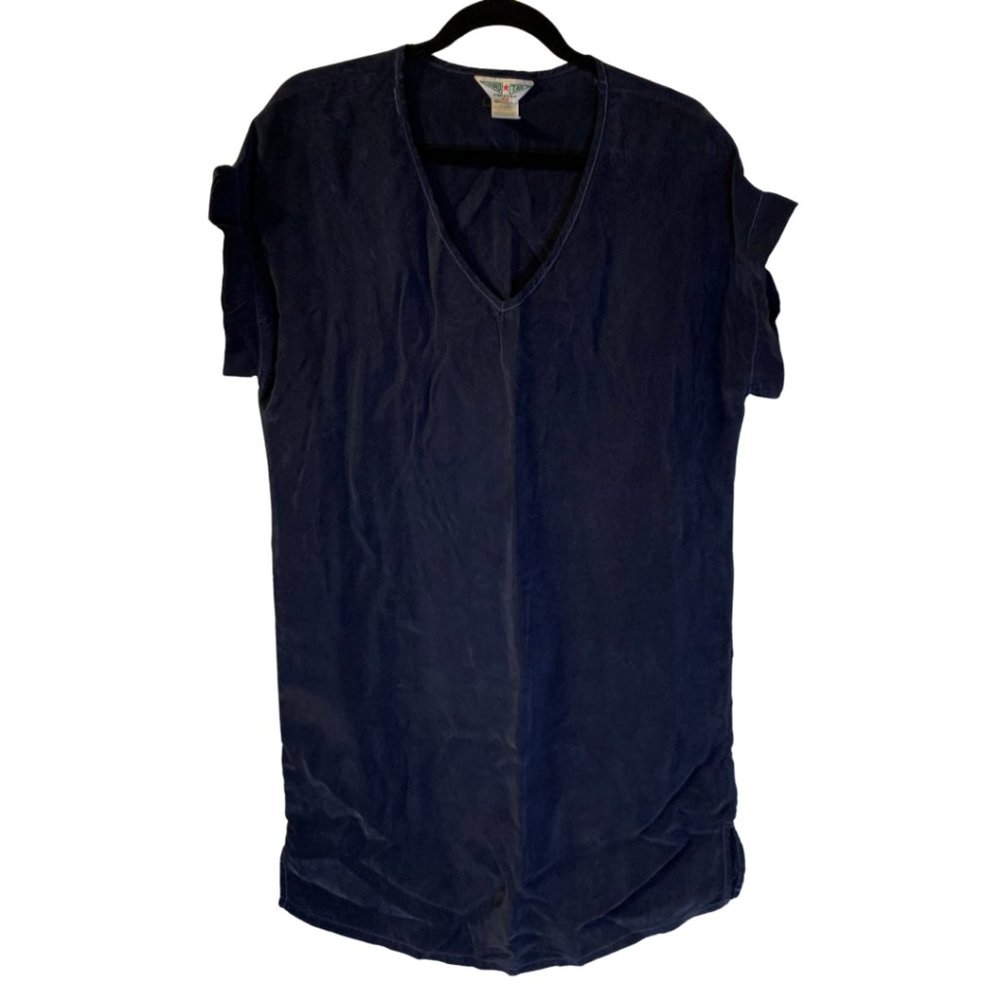 Hard Tail V-Neck Shift Dress Womens Size XS Navy Blue Lightweight Cupro Vacation